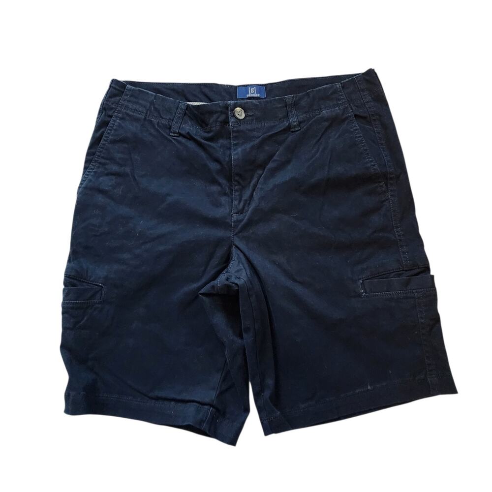 George Mens Chino Cargo Shorts Size 32 Navy Blue Stretch